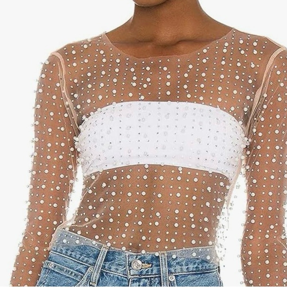 Sheer Pearl Long Sleeve Top